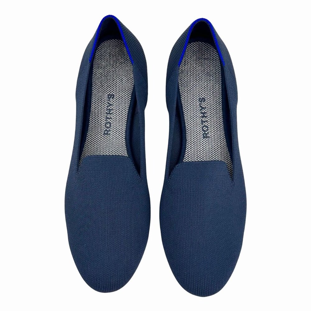 ROTHY'S NAVY BLUE ROUNDED TOE FLATS - 10.5